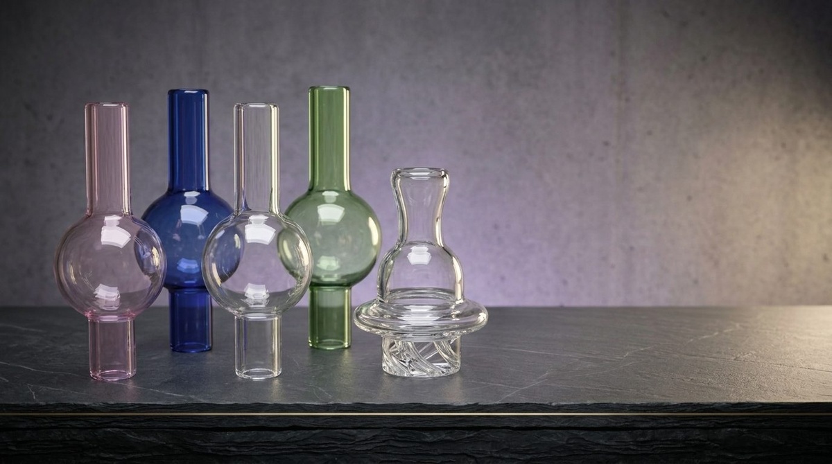 Verschiedene Carb Caps aus Glas nebeneinander