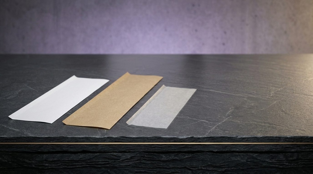 Drei Blättchen in verschiedenen Größen und Materialien nebeneinander