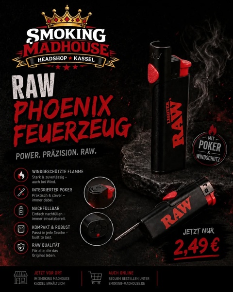🔥 Klein, clever und absolut alltagstauglich:
Das RAW Phoenix Feuerzeug ist mehr als nur ei