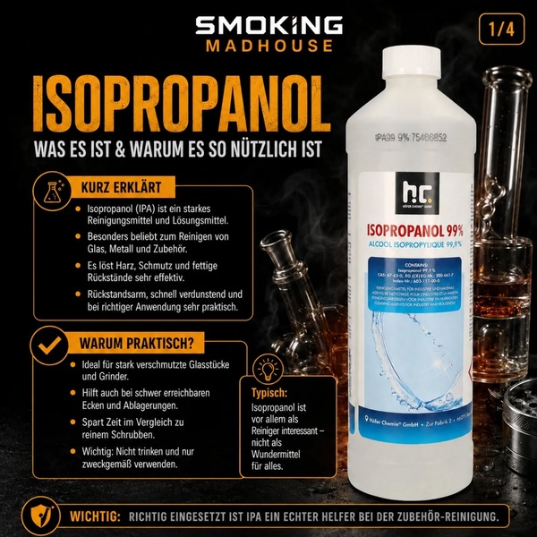 ISOPROPANOL – DER KLASSIKER FÜR SAUBERES ZUBEHÖR 🧼🔥

Klebrige Rückstände, Harzablagerungen