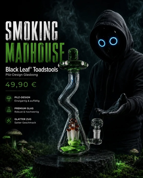 🍄✨ Black Leaf® Toadstools Glasbong ✨🍄

Klein, stabil und definitiv ein Hingucker: Die Toad