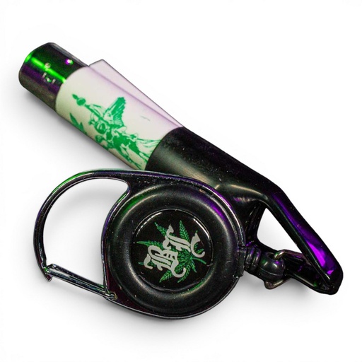 Feuerzeughalter mit automatischen Zugband - Black Leaf