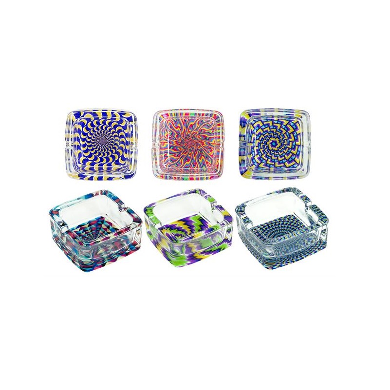 Glas-Aschenbecher - eckig - Psychedelic