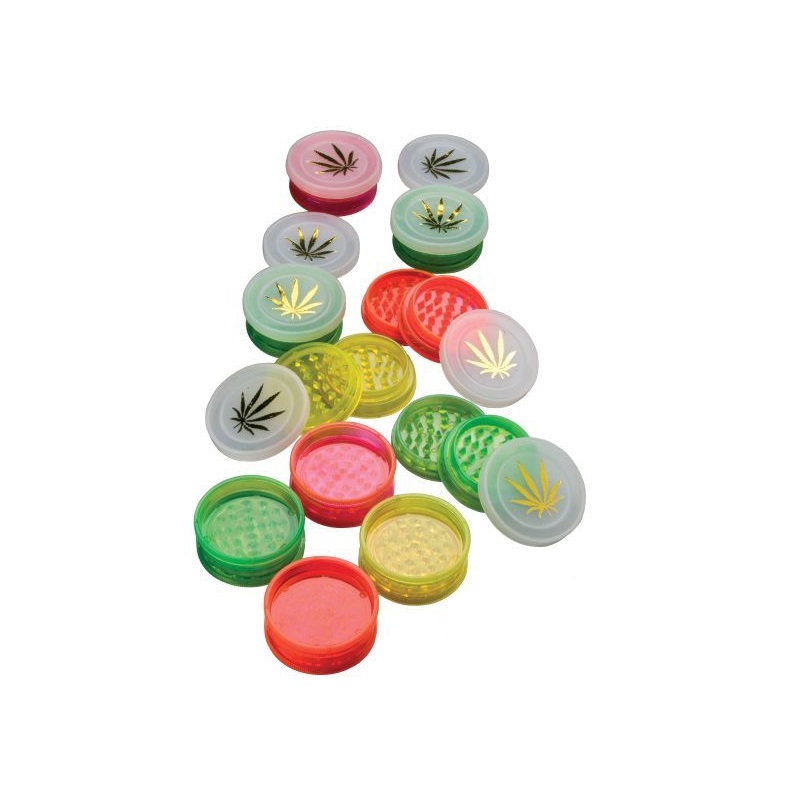 [20143] Bam Bam Bhole - Acrylmühle/-Grinder | 2-teilig | Bunt | Hanfblatt