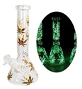 Beakerbong ICE GLOW IN THE DARK "Hanfblatt" 26cm ø 45mm