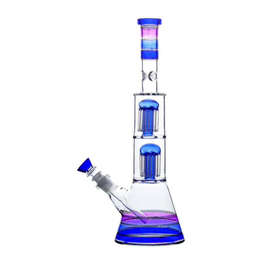 [20237] Beakerbong Light Blue 38cm NS18,8 mit 2x8-Arm Perkulator und Diffusor