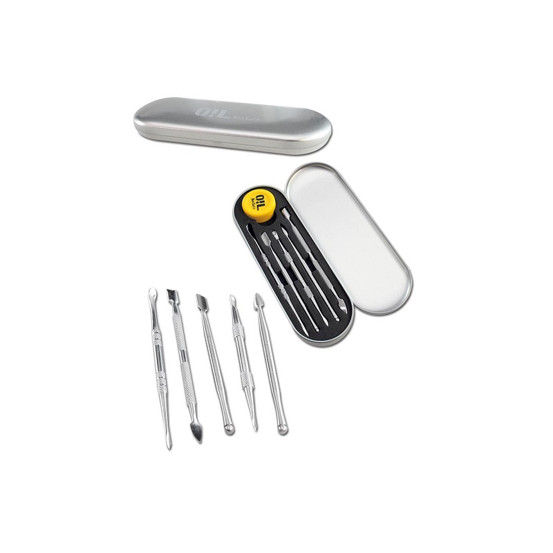 [20392] Black Leaf - OIL - Etui mit Edelstahl-Dabbern und Silikondöschen