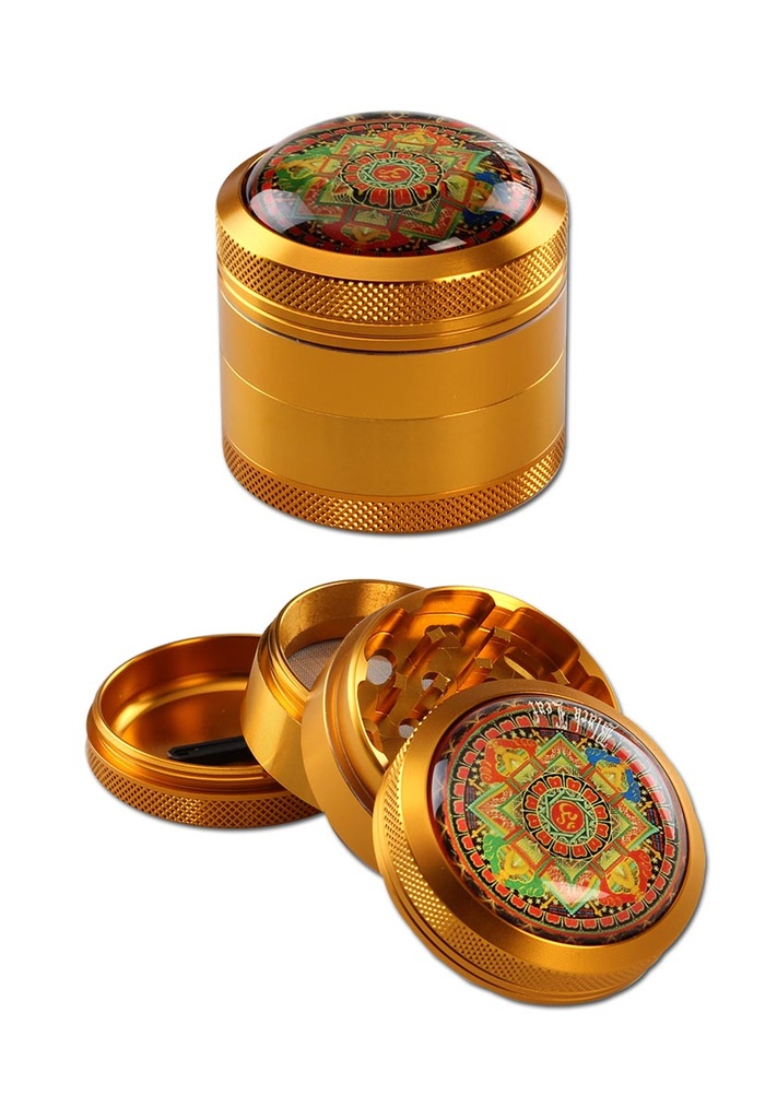 [20384] Black Leaf - Mandala Alu-Grinder 4-tlg.