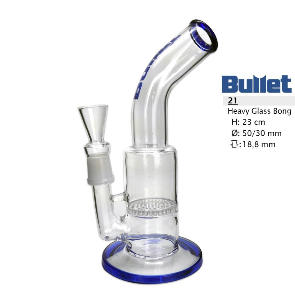 [20622] Bullet Bong 23cm Blue base+Honeycamb 18,8mm female