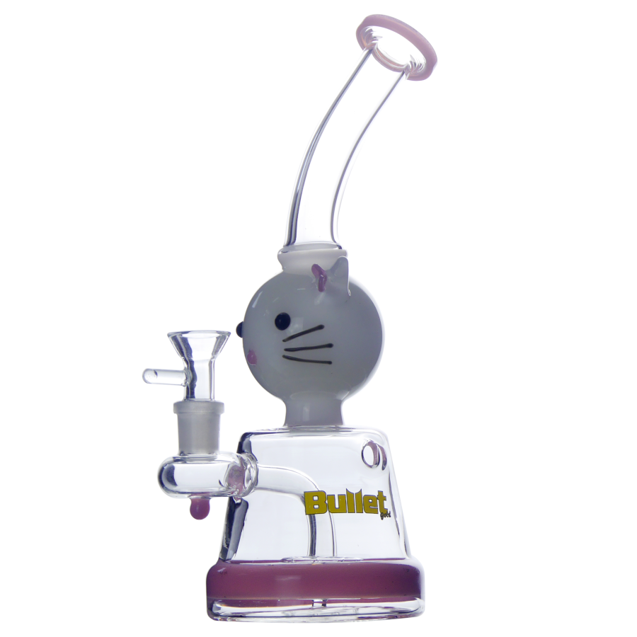 [20609] Bullet - Glas Bong - Pink Cat - 26cm, 18,8/14,5mm