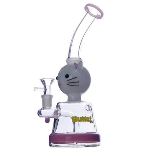 Bullet - Glas Bong - Pink Cat - 26cm, 18,8/14,5mm