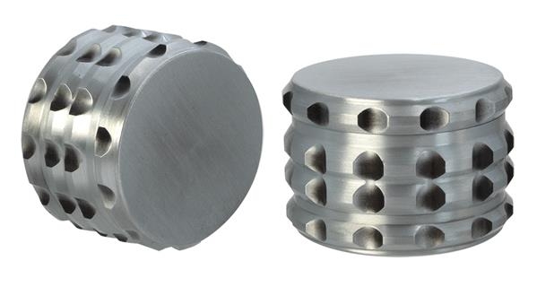 [20856] CNC Aluminium Grinder/Polinator, 55mm, 4-teilig, "Chrom"