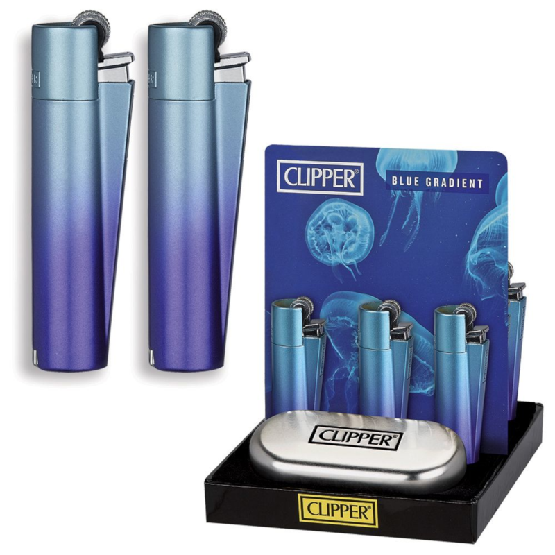 [20718] CLIPPER - Feuerzeug | Blue Gradient mit Koffer