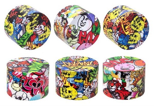 Metall Grinder/Polinator, 45mm, 4-teilig, "Comic Skull"