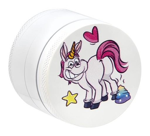 CNC Aluminium Mühle/Grinder, 4-teilig, ø 50mm, weiß "Unicorn Shit"