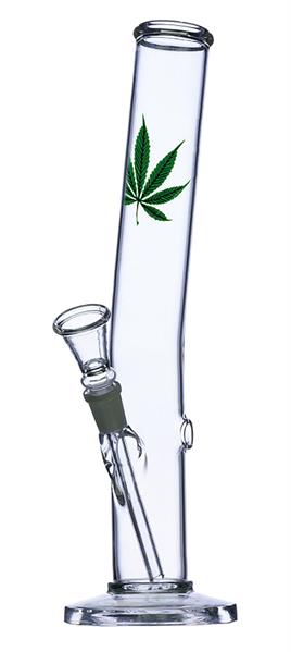 [21696] Glas Bong Zylinder Hangover "Leaf Design", 33cm, ø 40mm