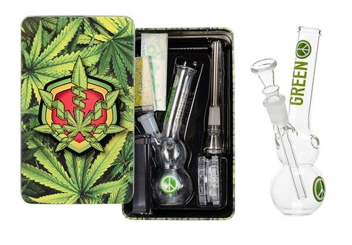 Amsterdam Greenline Glas-Bong Geschenkset, 8tlg.