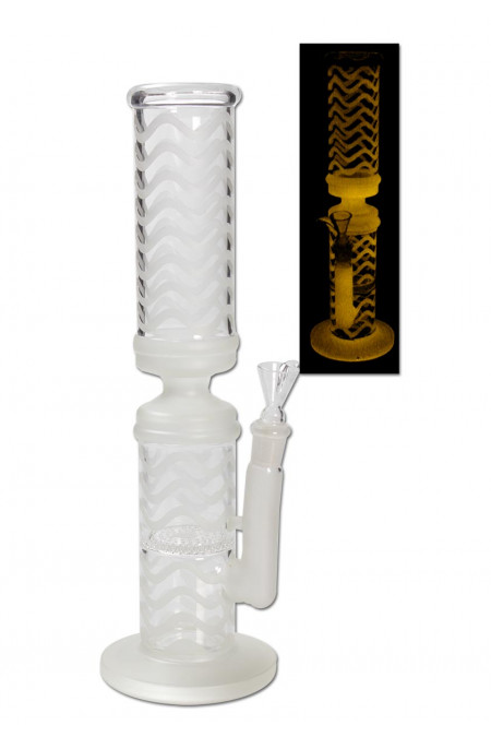 [21799] Glow in Dark Glasbong Ice mit Honeycomb gelb