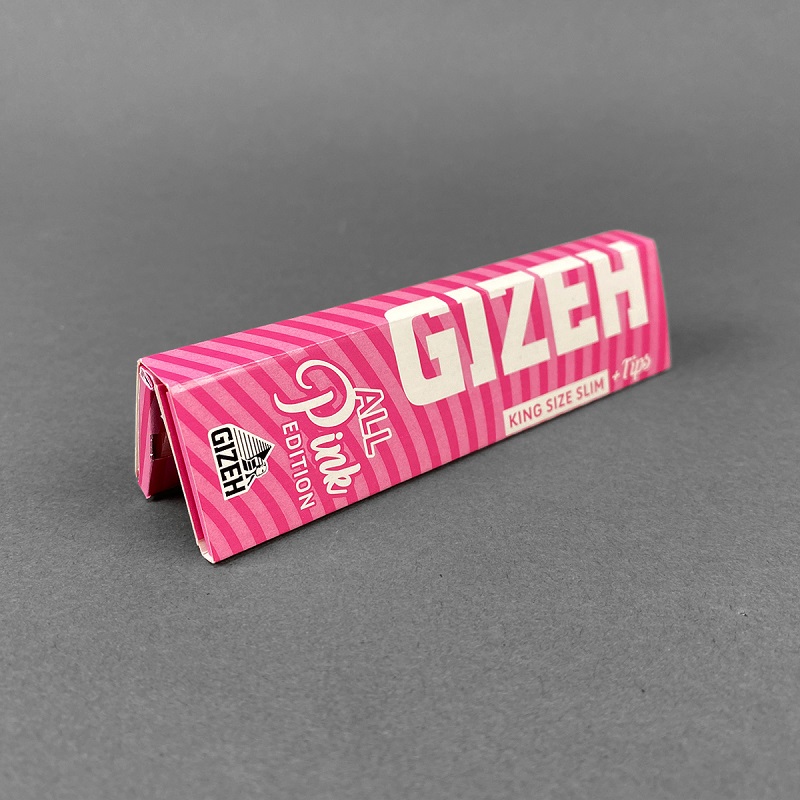 [21639] GIZEH - Extra Fine Pink King Size Slim Papers + Tips