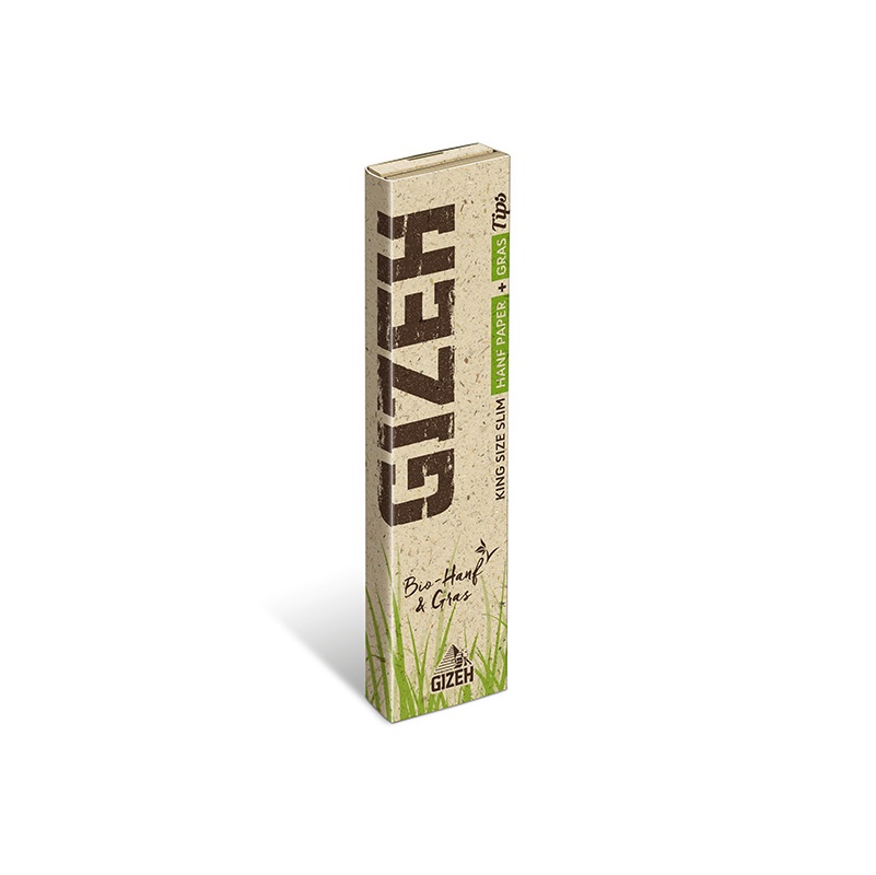 [21634] GIZEH - Bio Hanf & Gras King Size Slim Papers + Tips