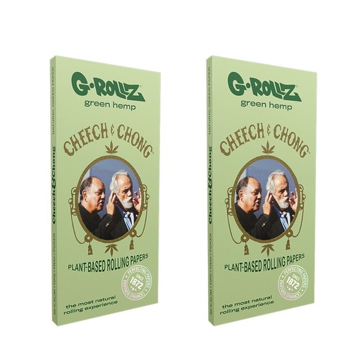 G-ROLLZ - CHEECH & CHONG / GREEN BIO-HEMP - King Size Slim Papers + Tips