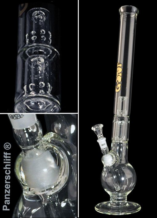 G-SPOT - Kugelbong Doppel Percolator - 50 x 600mm - 5 mm - Panzerschliff - 3-teilig - mit KING MAD Logo