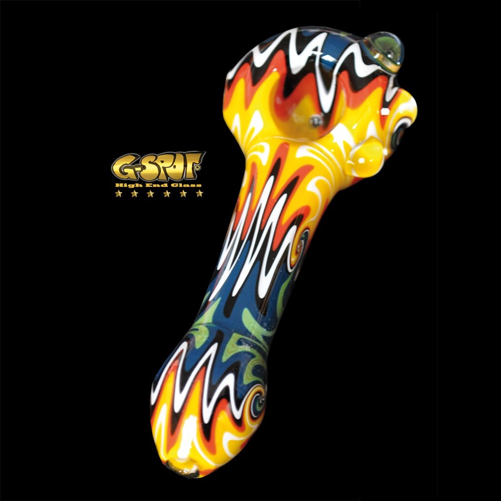 [21488] G-SPOT - Glaspfeife - Spoon - gelb/blau