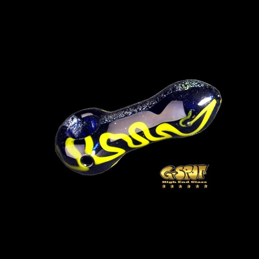 G-SPOT - Glaspfeife - Spoon - dunkel blau/gelb