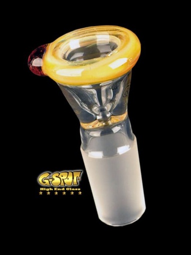 G-SPOT - konischer Farbglasflutschkopf gelb/weiß - NS 18.8