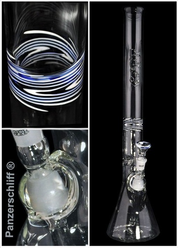 G-SPOT - Beakerbong Ice 50 x 550 x 5 mm Farbdesign Ringe blau - 3-teilig mit Panzerschliff