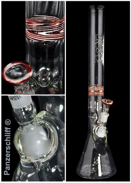 G-SPOT - Beakerbong Ice Farbdesign Ringe rot - 3-teilig mit Panzerschliff