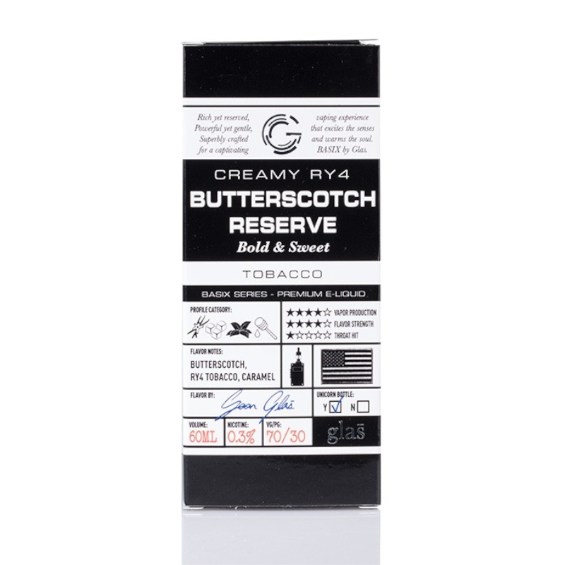 GLAS BASIX RY4 BUTTERSCOTCH RESERVE | Tabak, Butterscotch & Karamell | OVERDOSED 50ml