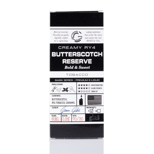 GLAS BASIX RY4 BUTTERSCOTCH RESERVE | Tabak, Butterscotch & Karamell | OVERDOSED 50ml
