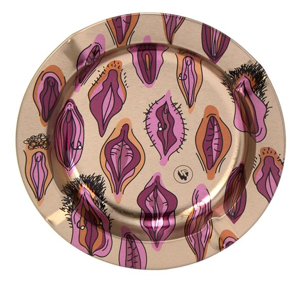 [22179] Metall Aschenbecher, "PUSSY PATTERN Metallic"