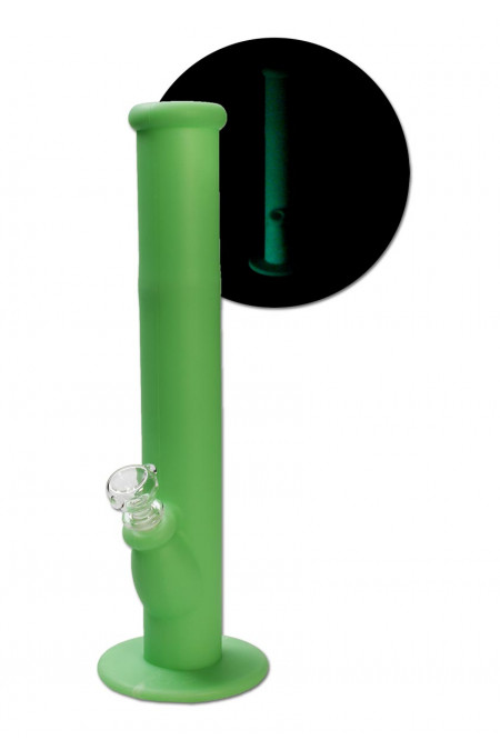 [22697] Silikonbong Glow mit Glaskopf | grün | NS18,8 | Höhe: 350mm