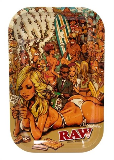 RAW - Dreh-Tablett - Rolling Tray, SMALL "RJB Summer Beach"