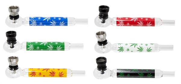 US Glas Pfeife mit Metallkopf - 145mm - "Kugel Weed"