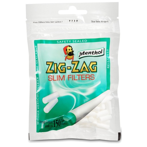 ZIG ZAG Slim Filters Menthol, 150Stück, Ø: 6mm
