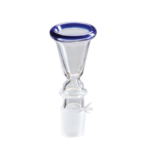 GLAS Steckkopf Trichter groß - Blauer Rand - 18,8er