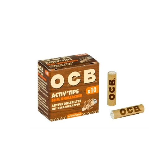 OCB - VIRGIN ACTIV'TIPS SLIM - 10 Aktivkohlefilter