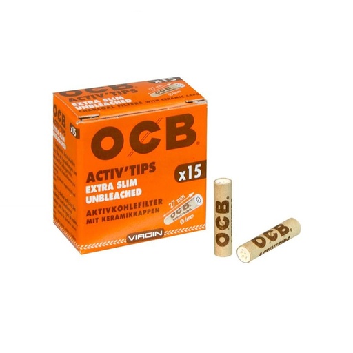 OCB - VIRGIN ACTIV'TIPS EXTRA SLIM - 15 Aktivkohlefilter
